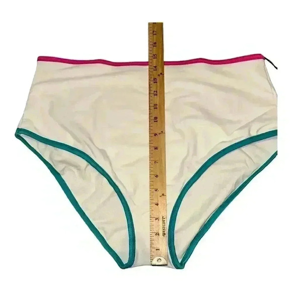 Shade & Shore White High-Waist Color Block Bikini Bottom, XL - Picture 6 of 6